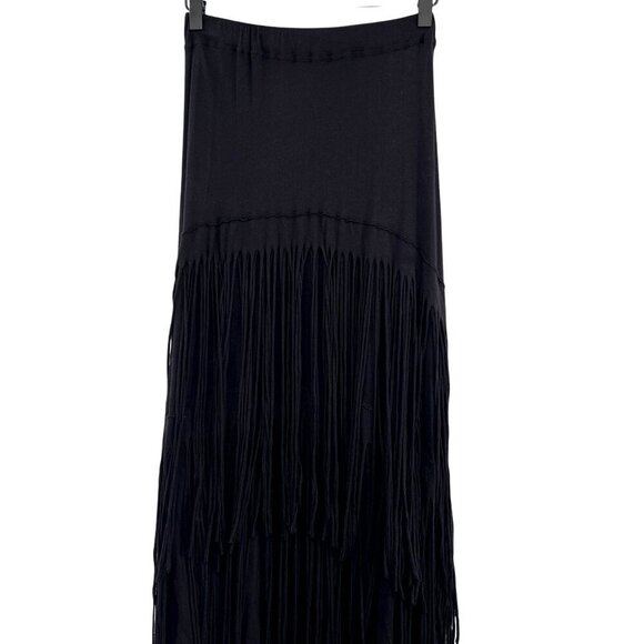 Free People Beach Fringe Tiered Maxi Skirt Black Western FP Small Long - Picture 4 of 12